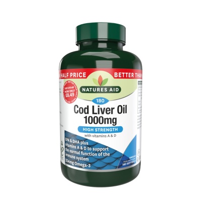 Natures Aid Cod Liver Oil 1000mg 180 caps (Better Than Half Price)